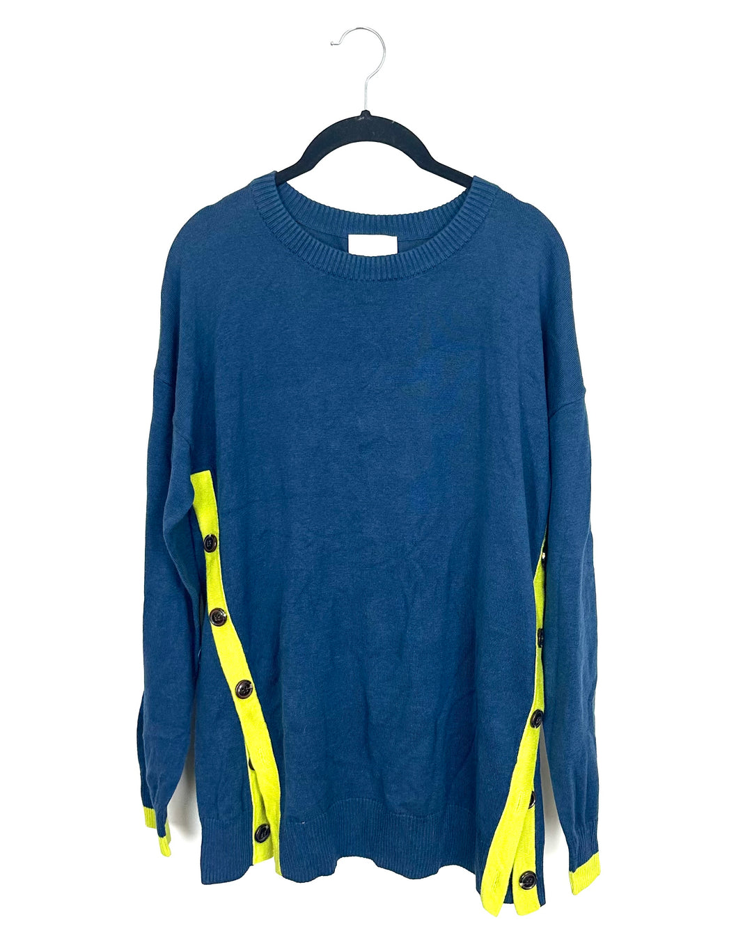 Navy and Green Button Side Sweater - Size 6/8