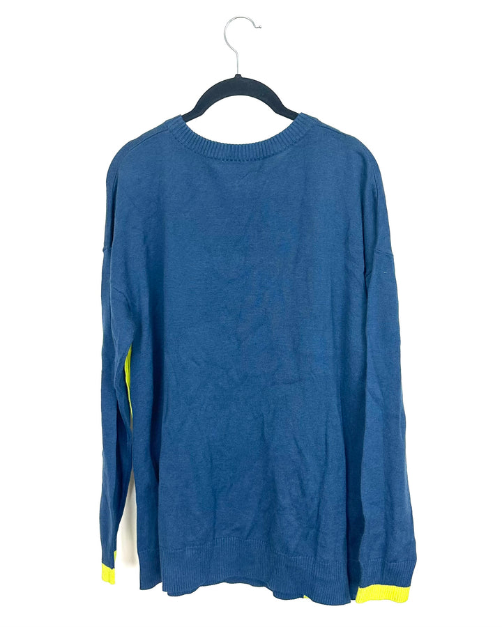 Navy and Green Button Side Sweater - Size 6/8