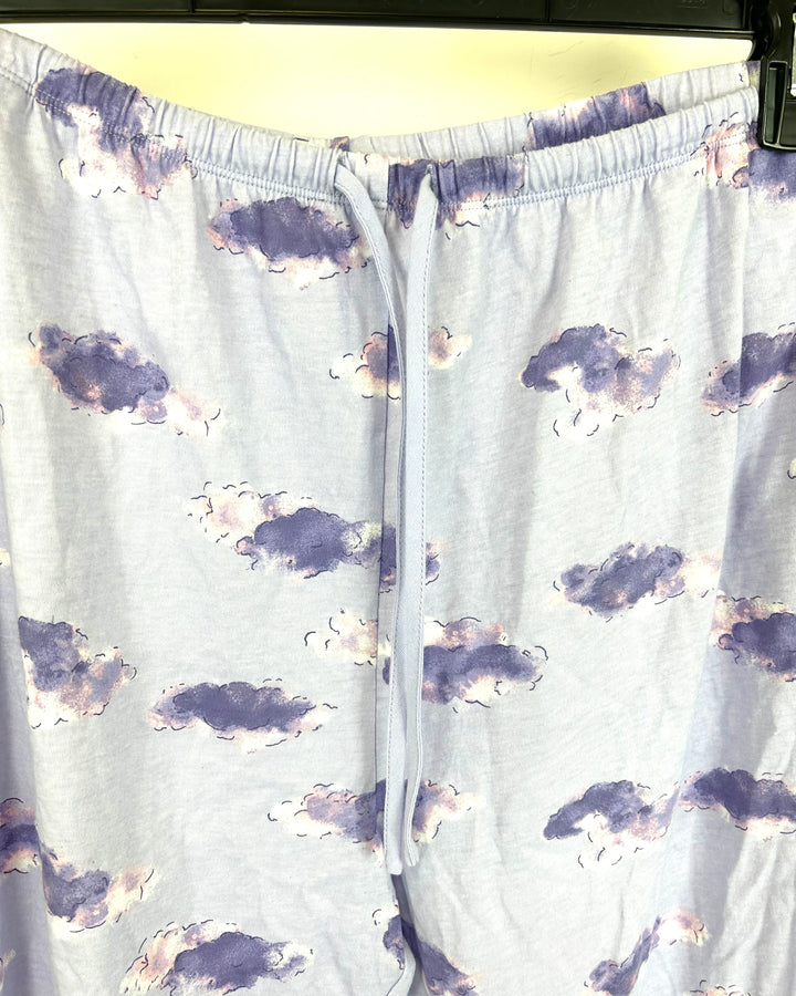 Purple Cloud Print Pajama Pants - 1X