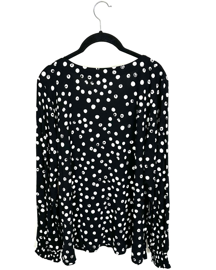 Black Polka Dot Blouse - Size 14/16