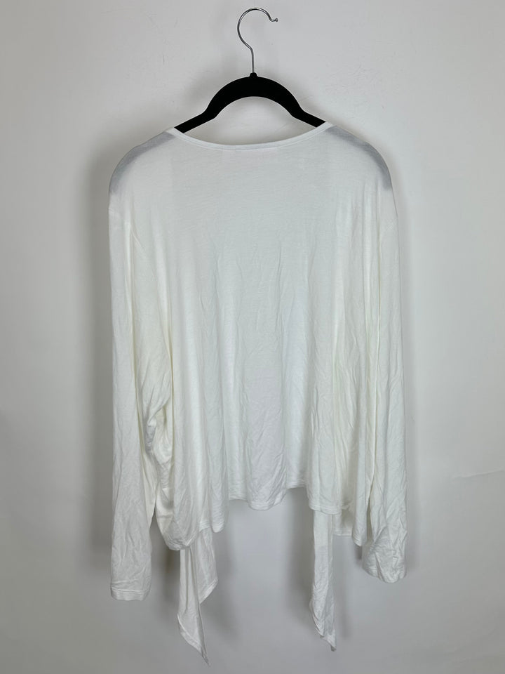 Soft White Front Tie Cardigan - Size 14/16