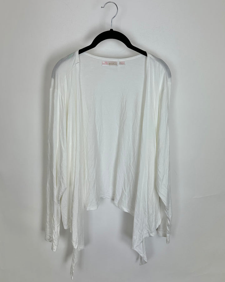 Soft White Front Tie Cardigan - Size 14/16