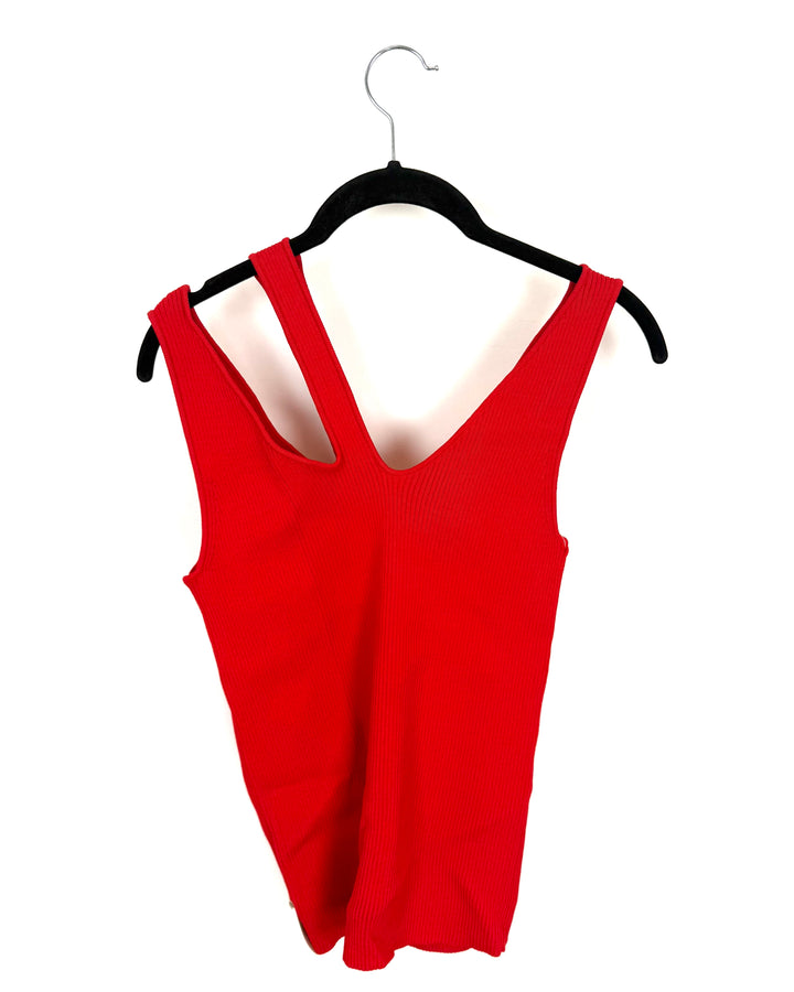 Red Ribbed Tank Top - Size 2/4