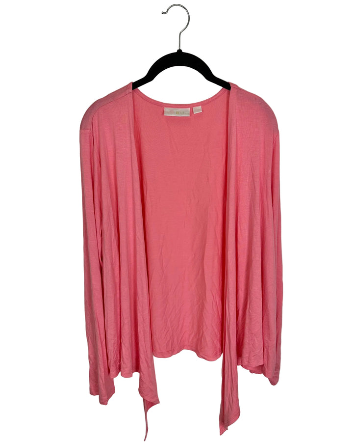 Candy Pink Front Tie Cardigan - Size 14/16