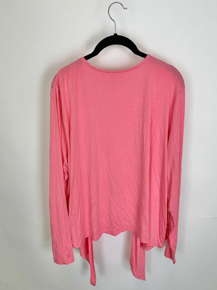 Candy Pink Front Tie Cardigan - Size 14/16