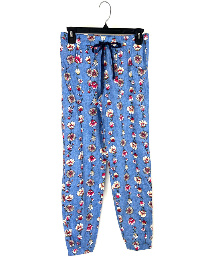 Blue Floral Sleepwear Bottoms - Small