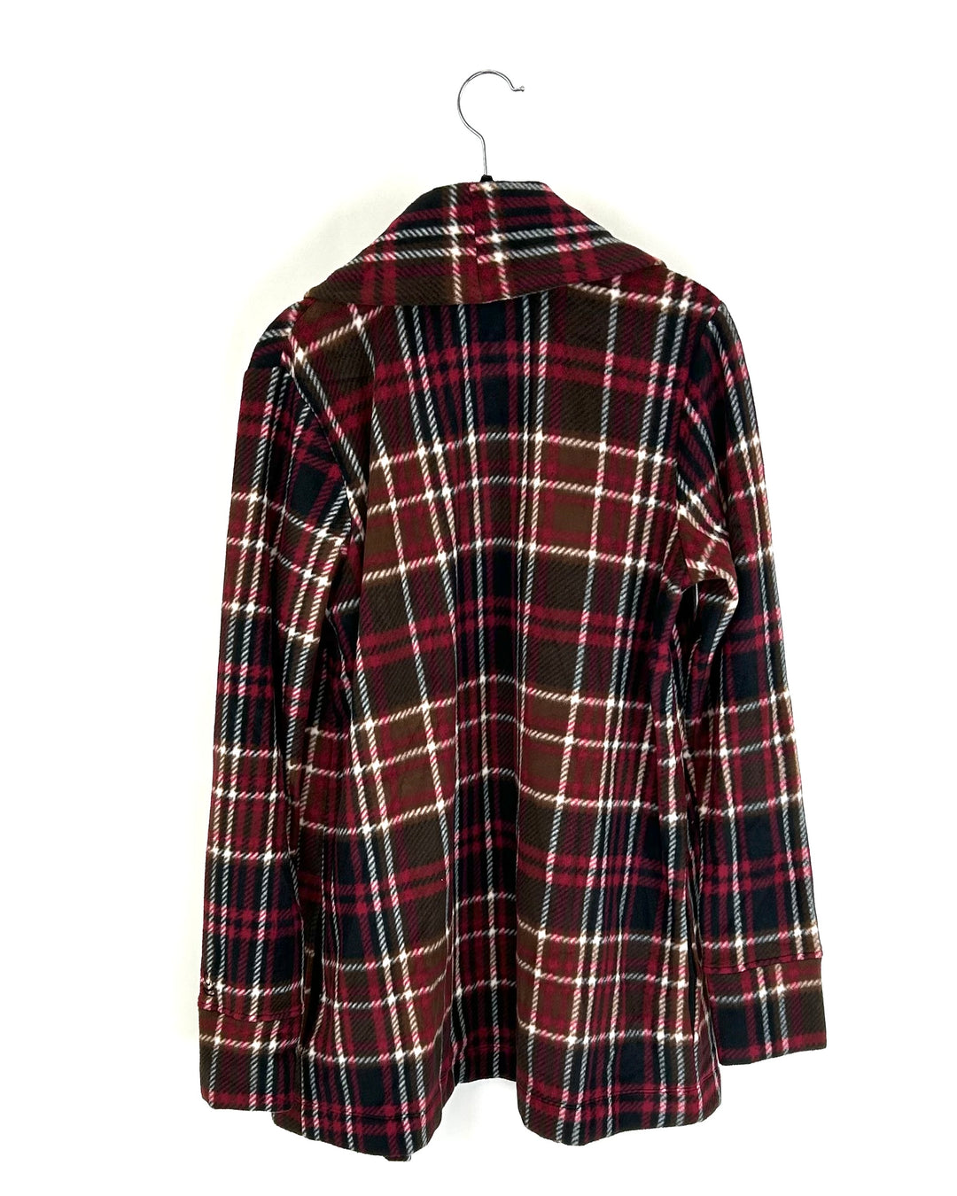 Plaid Fleece Open Cardigan - Size 6/8