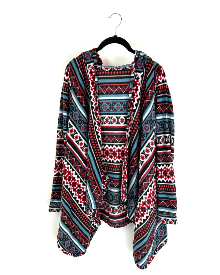 Geometric Print Fleece Hooded Cardigan - Size 6/8