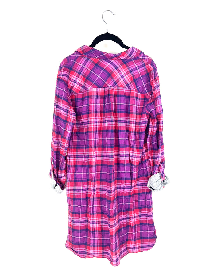 Purple And Red Plaid Nightgown - Small