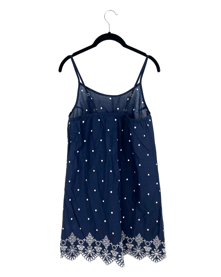 Navy Blue Polka Dot Lounge Dress - Small