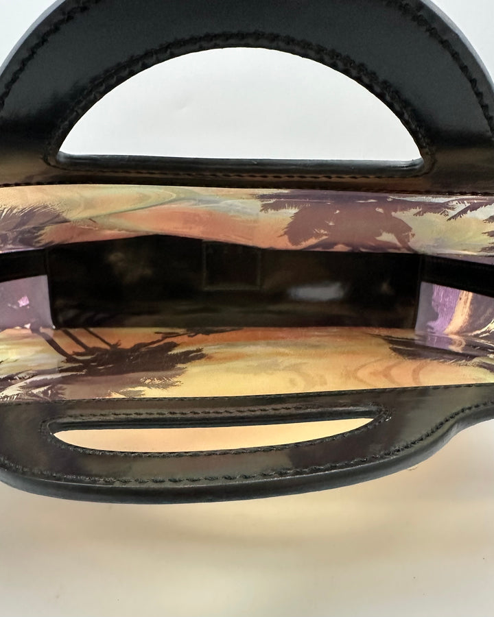 Black Tropical Print Semi Transparent Tote Bag