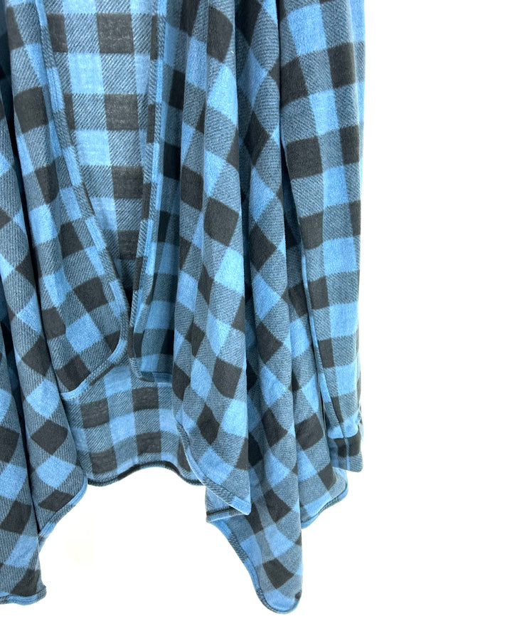 Blue Plaid Hooded Cardigan - Size 4/6
