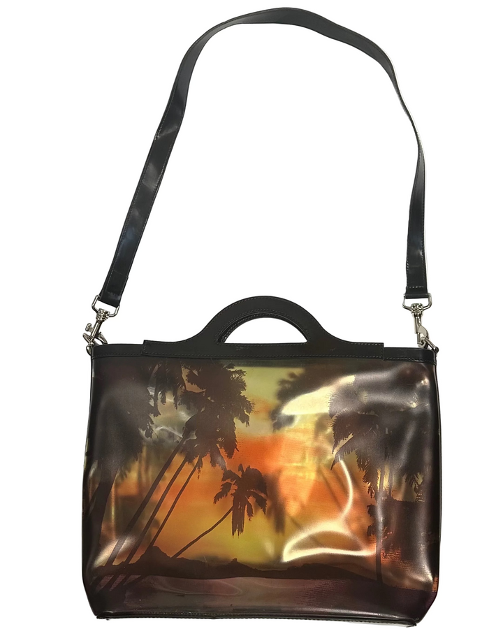 Black Tropical Print Semi Transparent Tote Bag