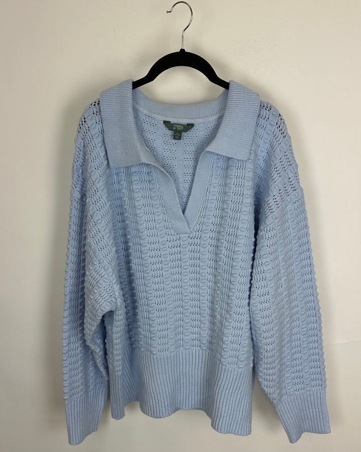 Powder Blue Chunky Knit Sweater - Size 1X