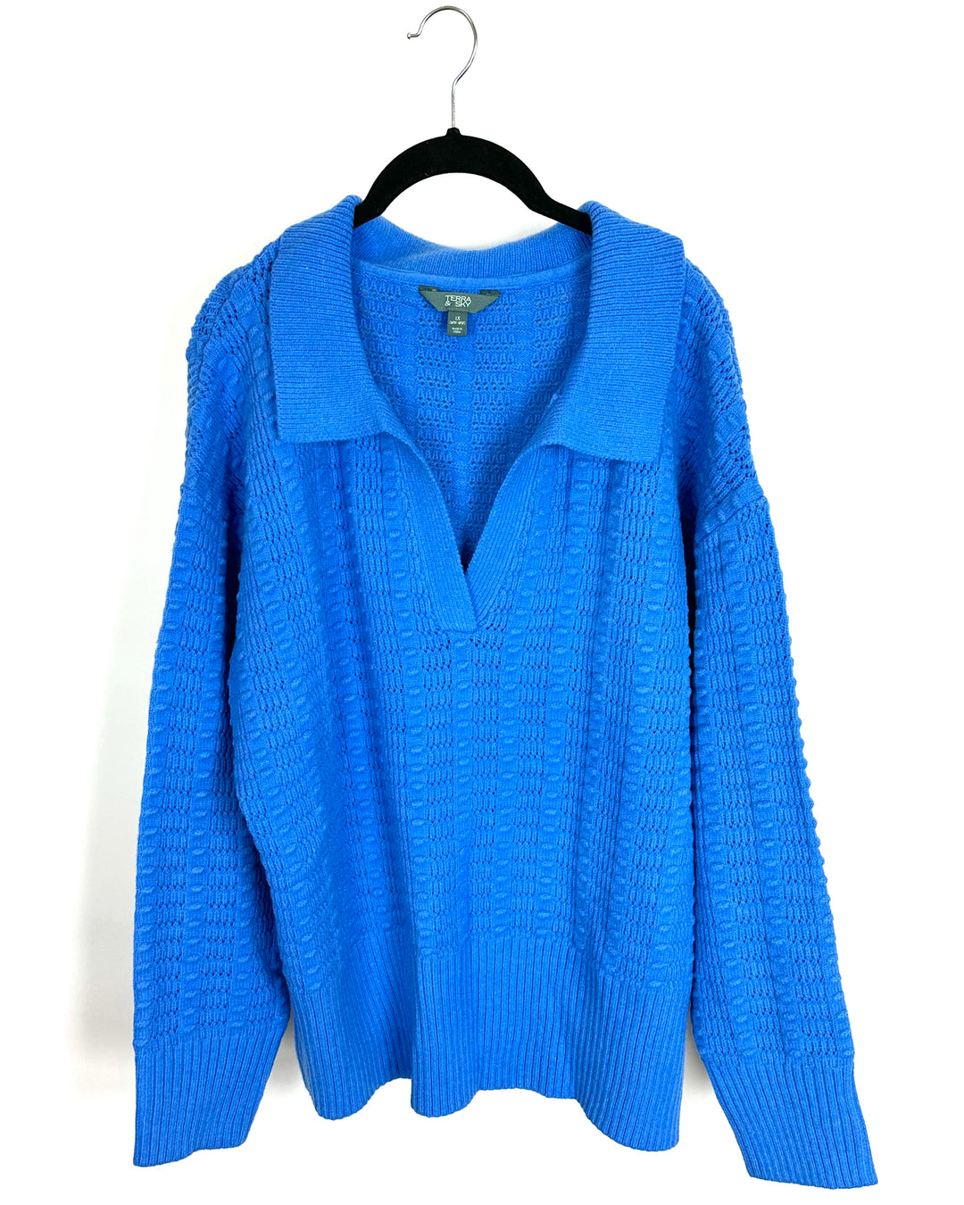 Ocean Blue Chunky Knit Sweater - Size 1X