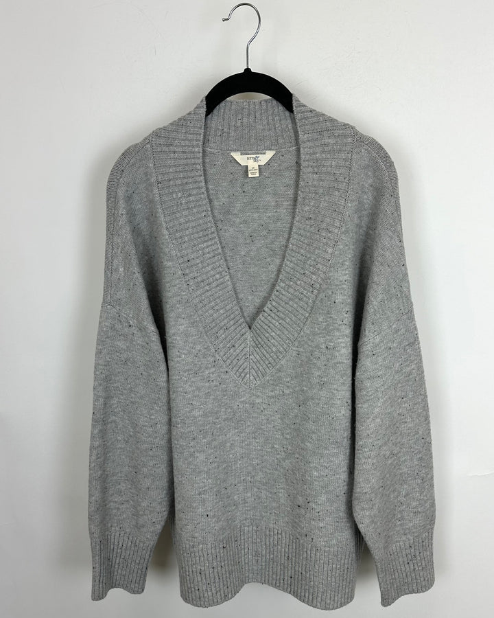 Grey Speckled Knit Sweater - Size 1X