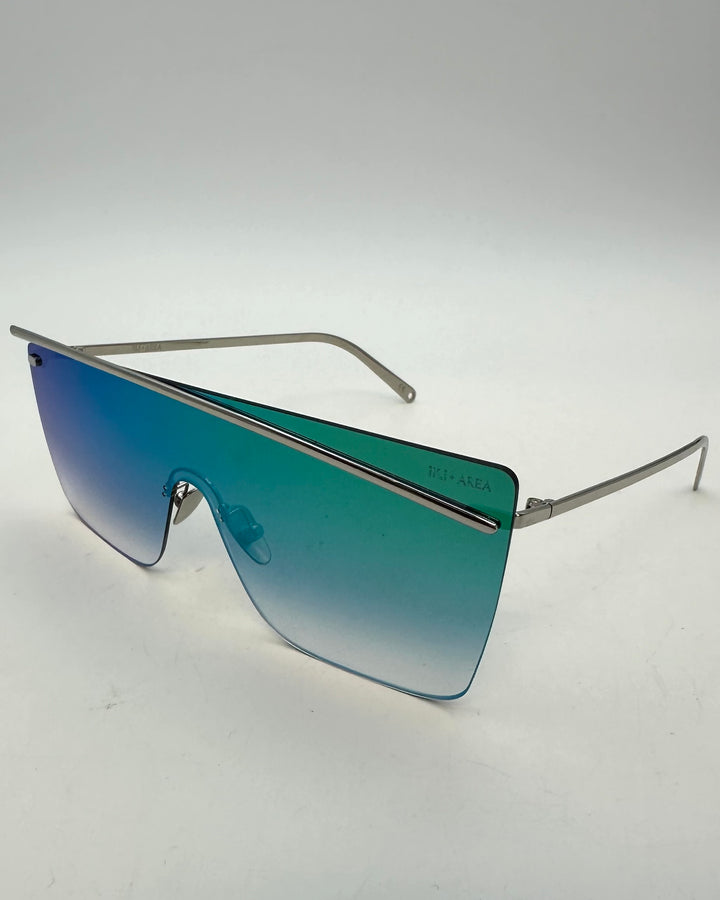 Hues of Green, Blue and Silver Shield Sunglasses