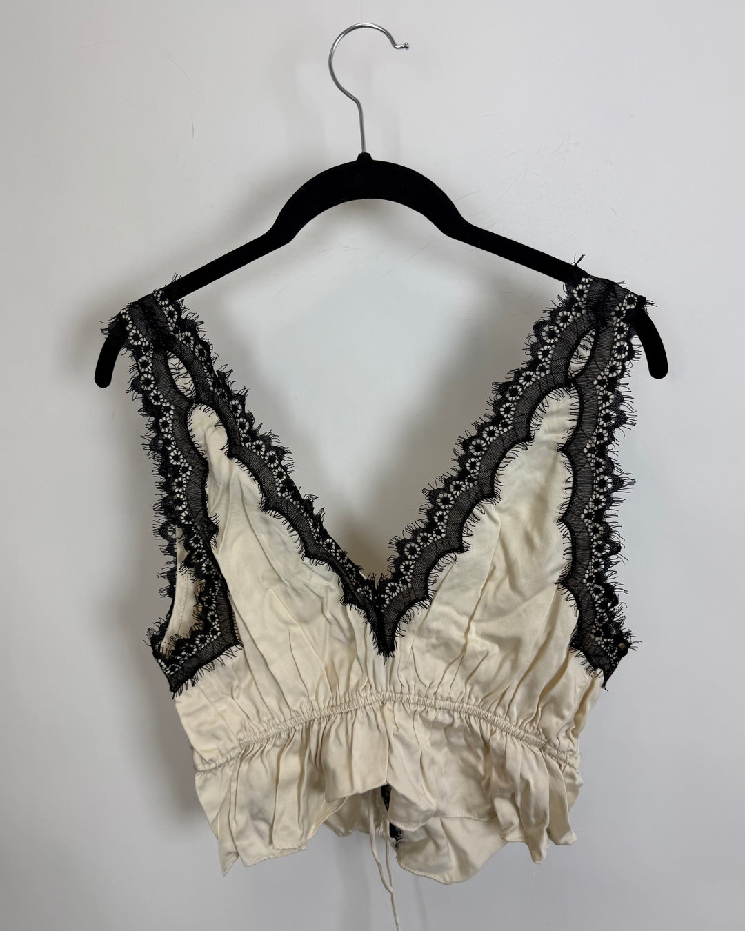 Off White Front Tie Lace Top - 0/2