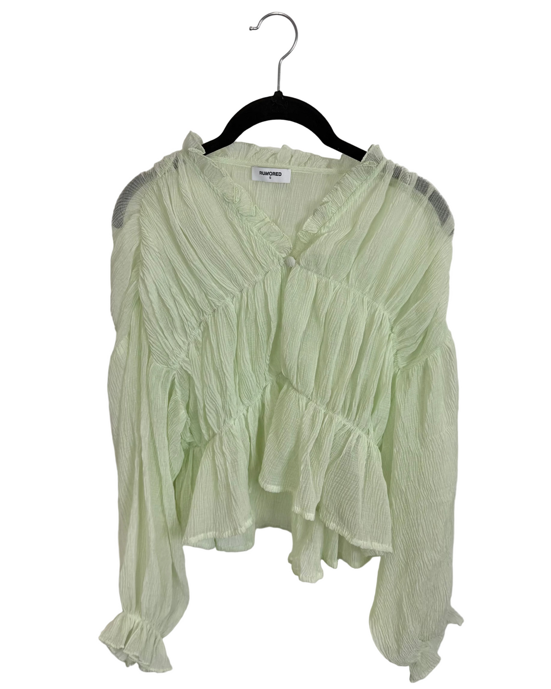 Pistachio Sheer Ruffled Blouse - Size 0/2 and 2/4