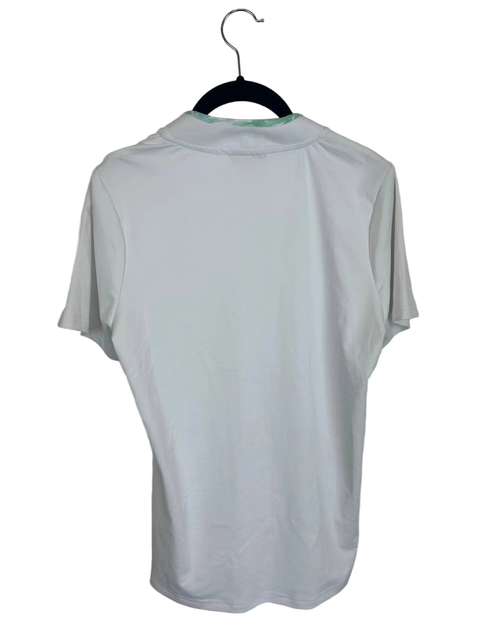 White Short Sleeve Collared Top - 6/8