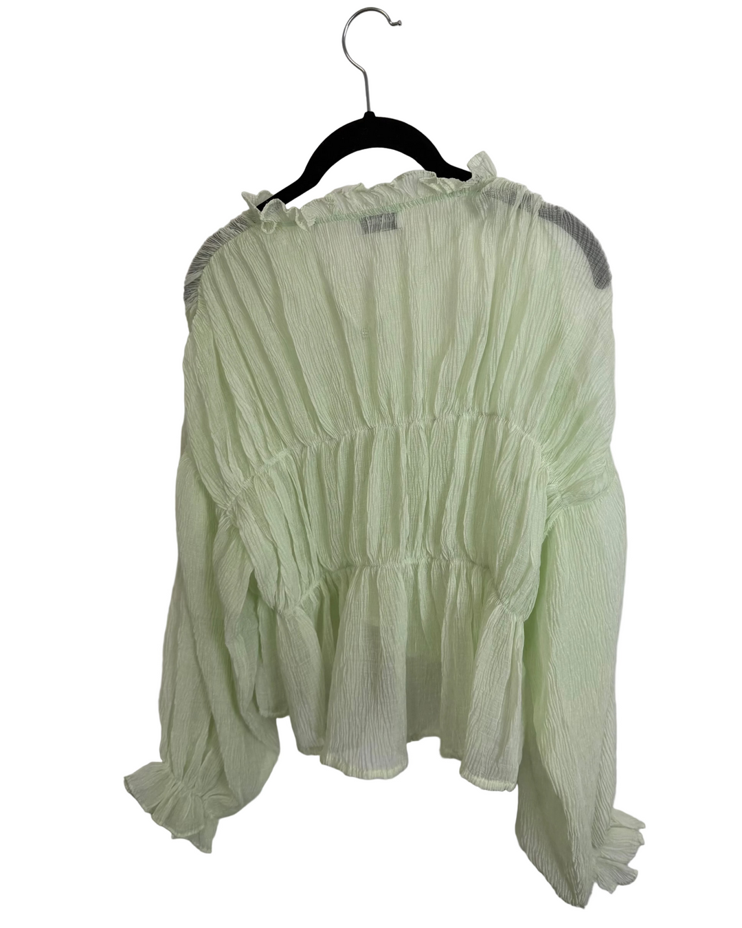 Pistachio Sheer Ruffled Blouse - Size 0/2 and 2/4
