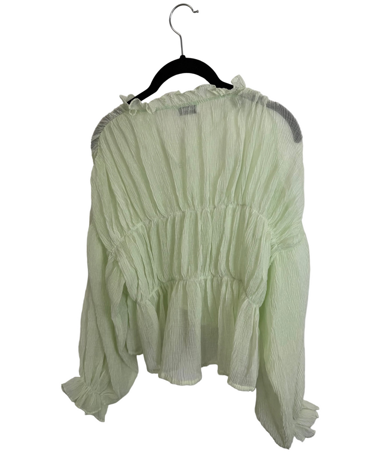 Pistachio Sheer Ruffled Blouse - Size 0/2 and 2/4