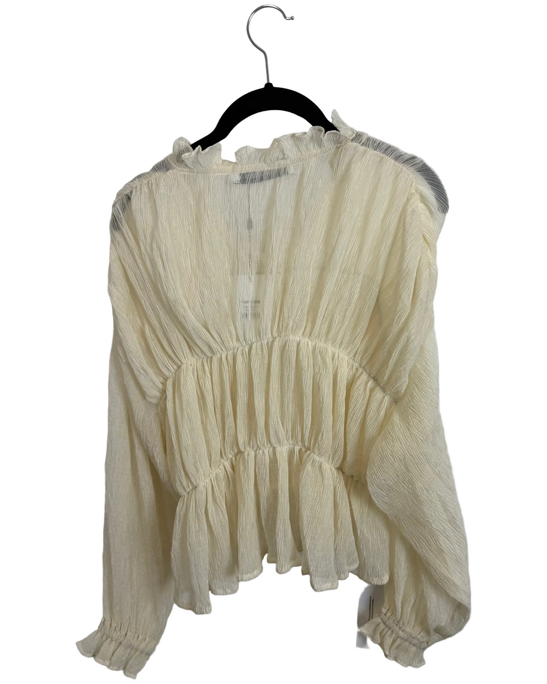 Cream Sheer Ruffle Blouse - Size 0/2