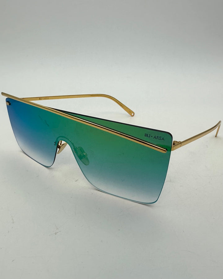 Shades of Blue, Green and Gold Shield Sunglasses