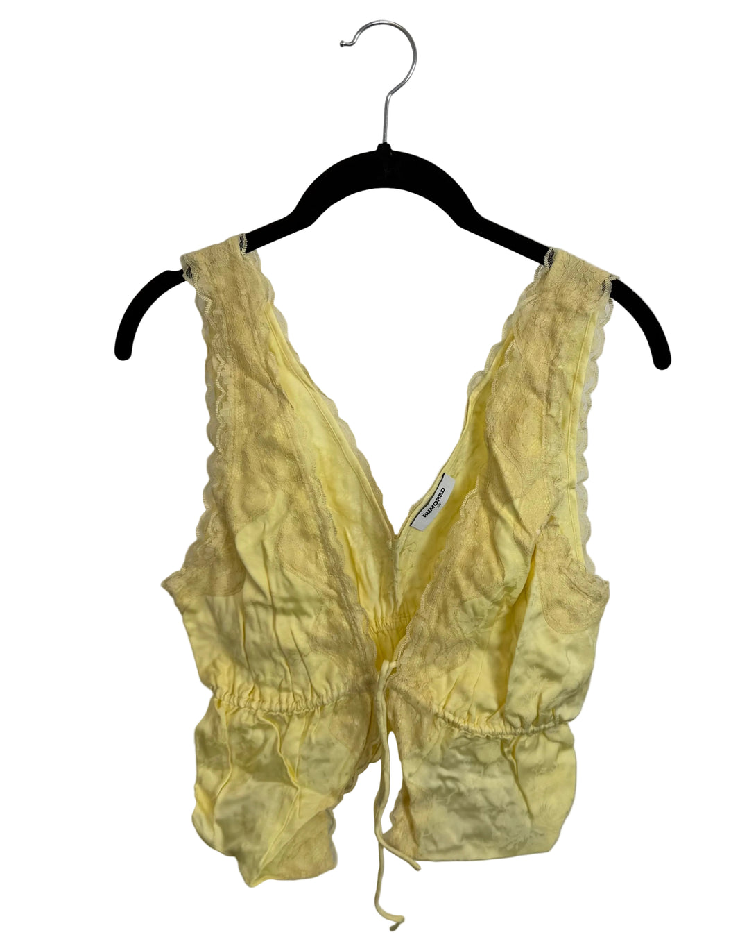 Buttermilk Yellow Front Tie Lace Top - 0/2