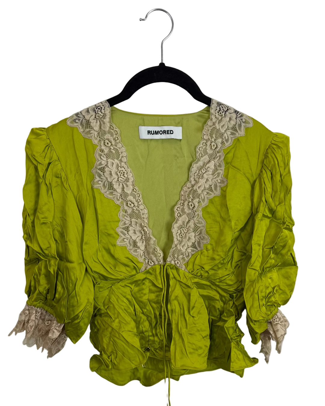 Green Lace Trim Blouse - Size 4/6