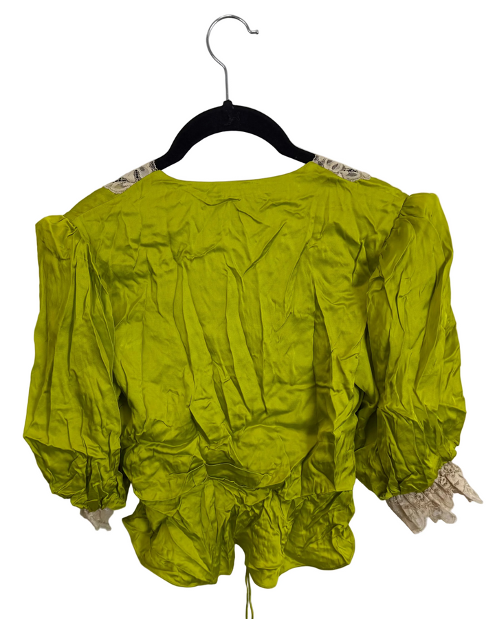 Green Lace Trim Blouse - Size 4/6