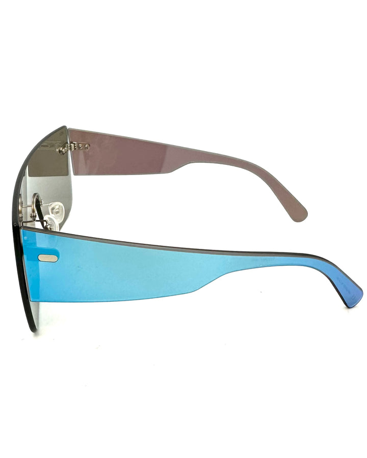 Blue Aviator Shield Sunglasses