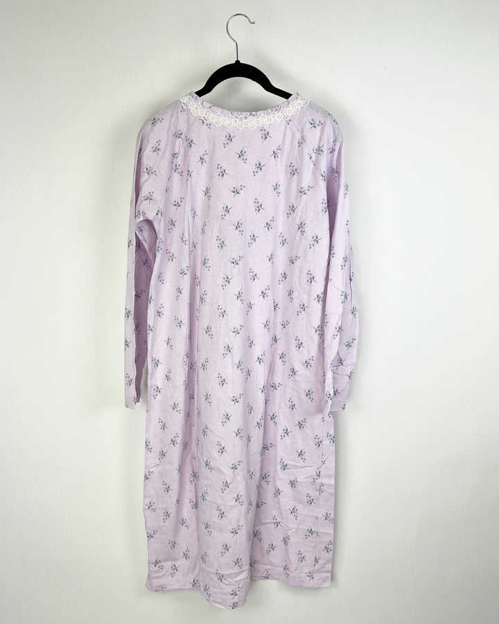 Purple Floral Sleepwear Dress - Extra Small