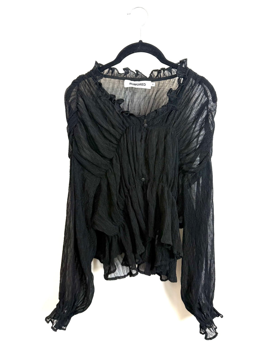 Black Sheer Ruffle Blouse - Size 4/6 and 6/8