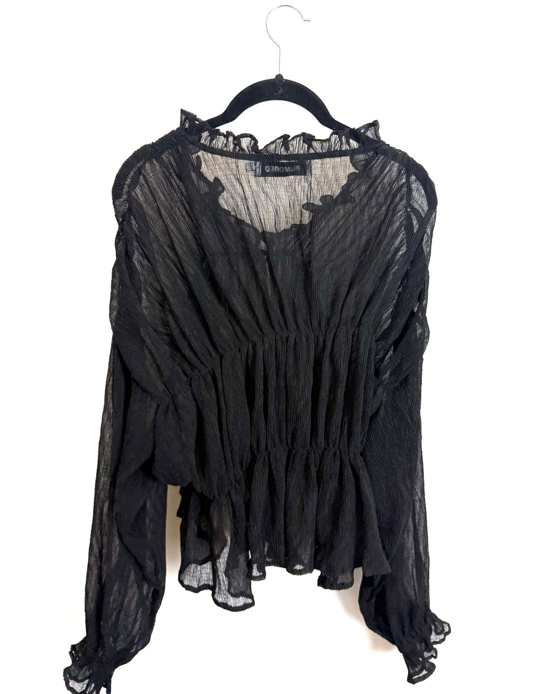 Black Sheer Ruffle Blouse - Size 4/6 and 6/8