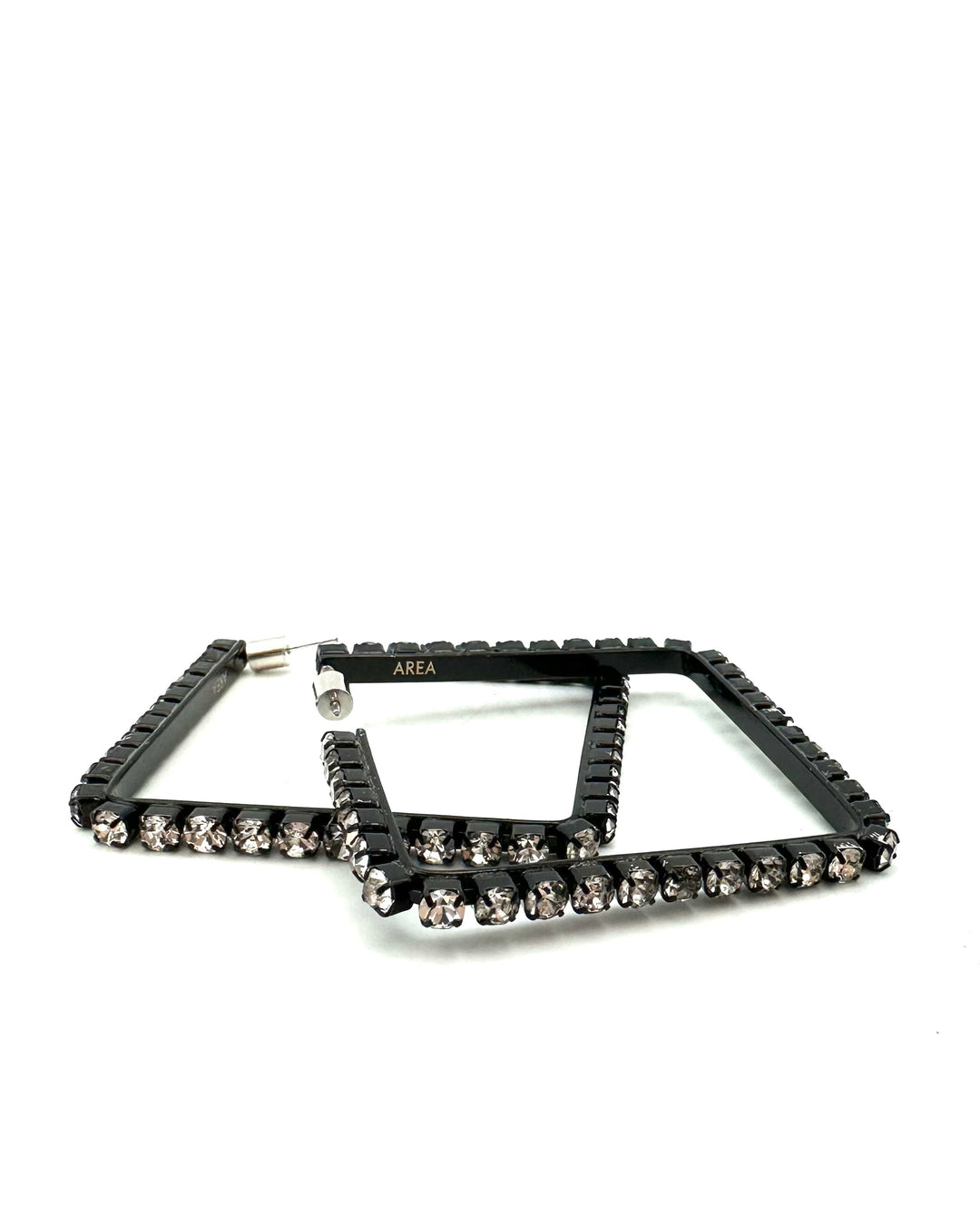 Black and Silver Gem Square Earrings