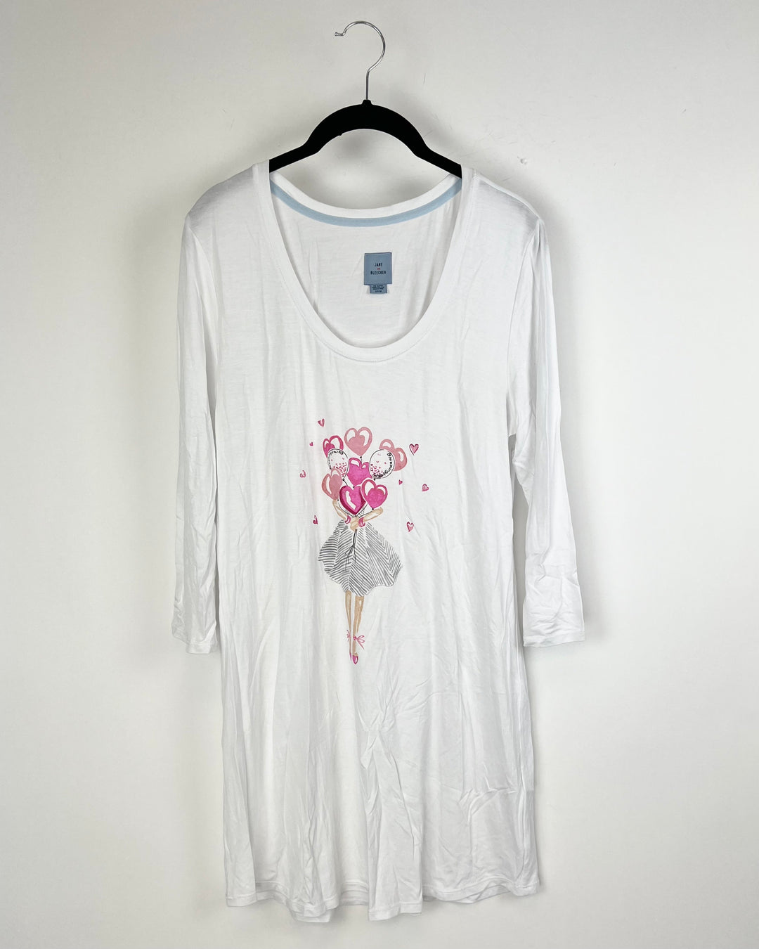 White Long Sleeve Thin Nightgown - Small