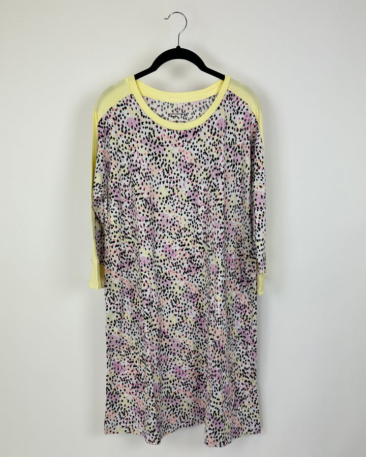 Pastel Leopard Print Long Sleeve Nightgown - Size 6/8 and 10/12
