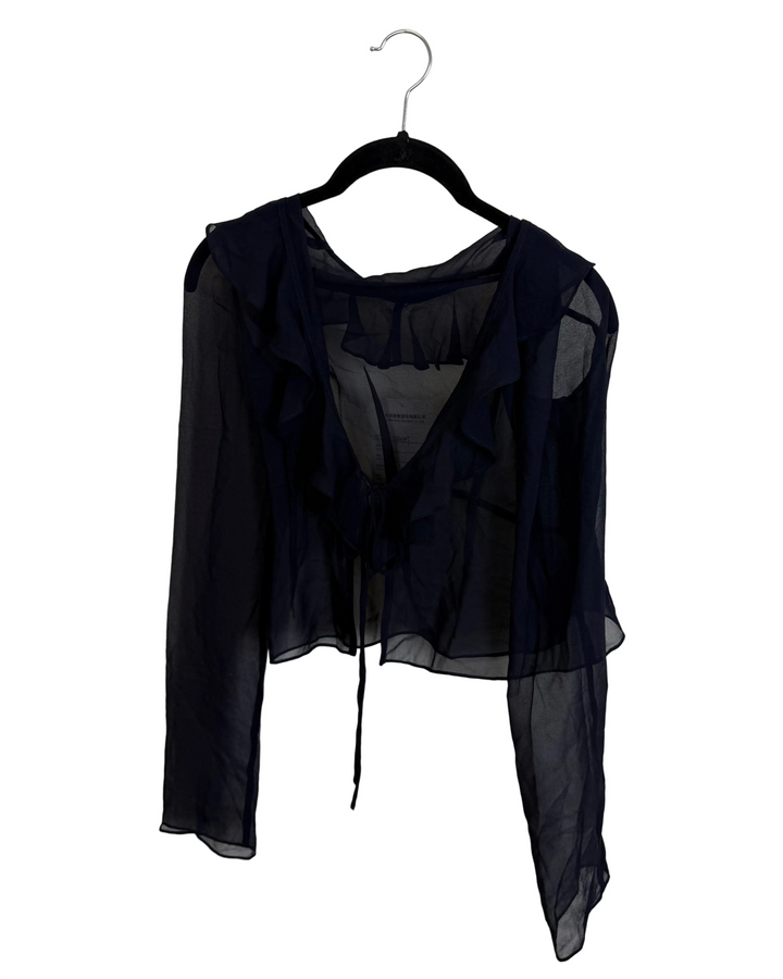 Navy Blue Sheer Ruffle Top - 0/2, 2/4
