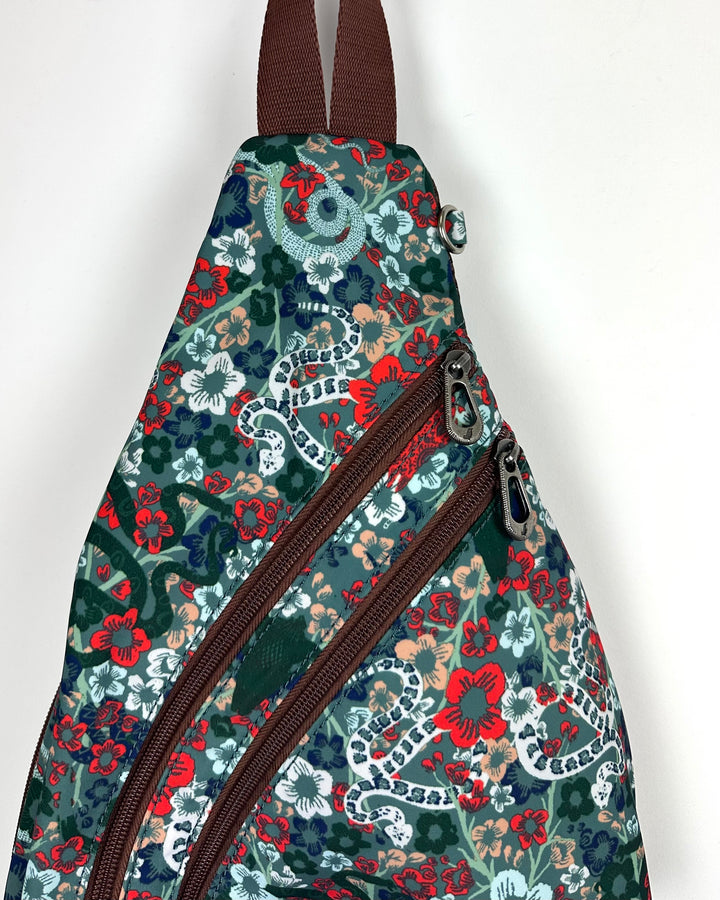 Green and Brown Patterned Sling Bag
