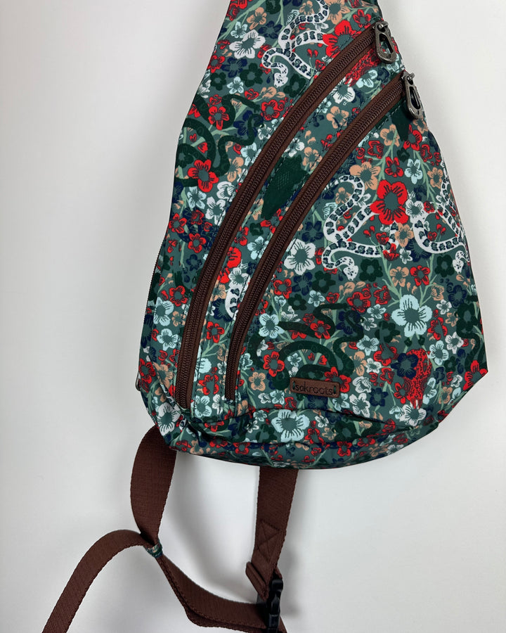 Green and Brown Patterned Sling Bag