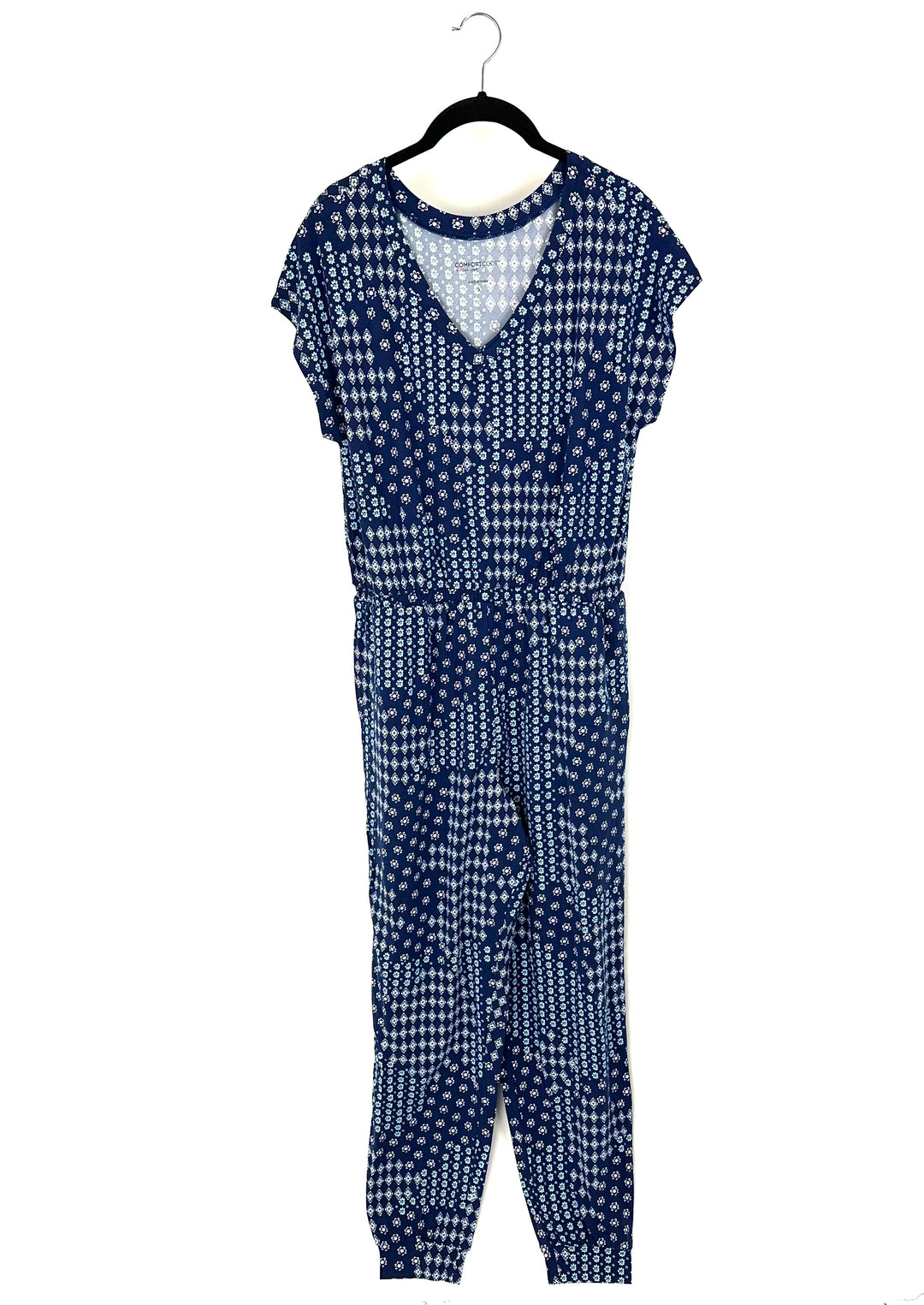 Blue Abstract Print Lounge Jumpsuit - Size 4-6