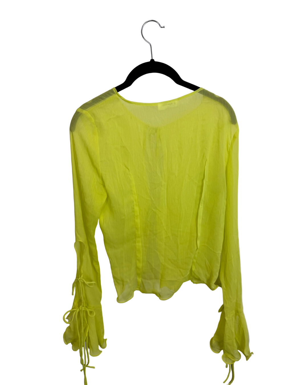 Neon Yellow Sheer Ruffle Tie Shirt - Size 2/4