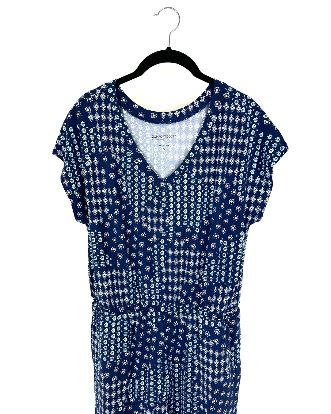 Blue Abstract Print Lounge Jumpsuit - Size 4-6