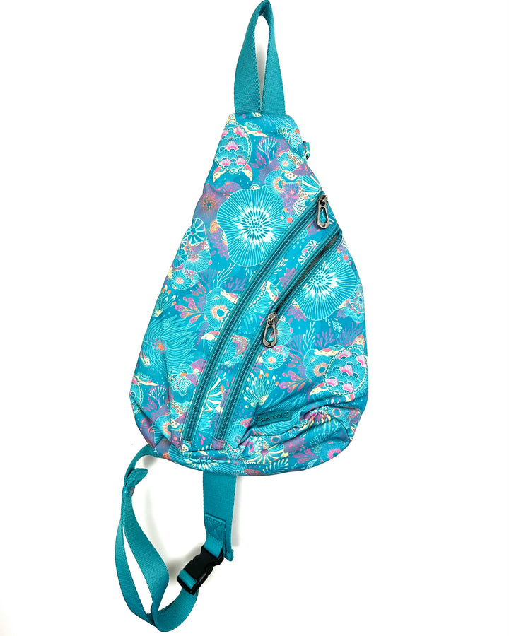 Aqua Sea Turtle Patterned Sling Bag