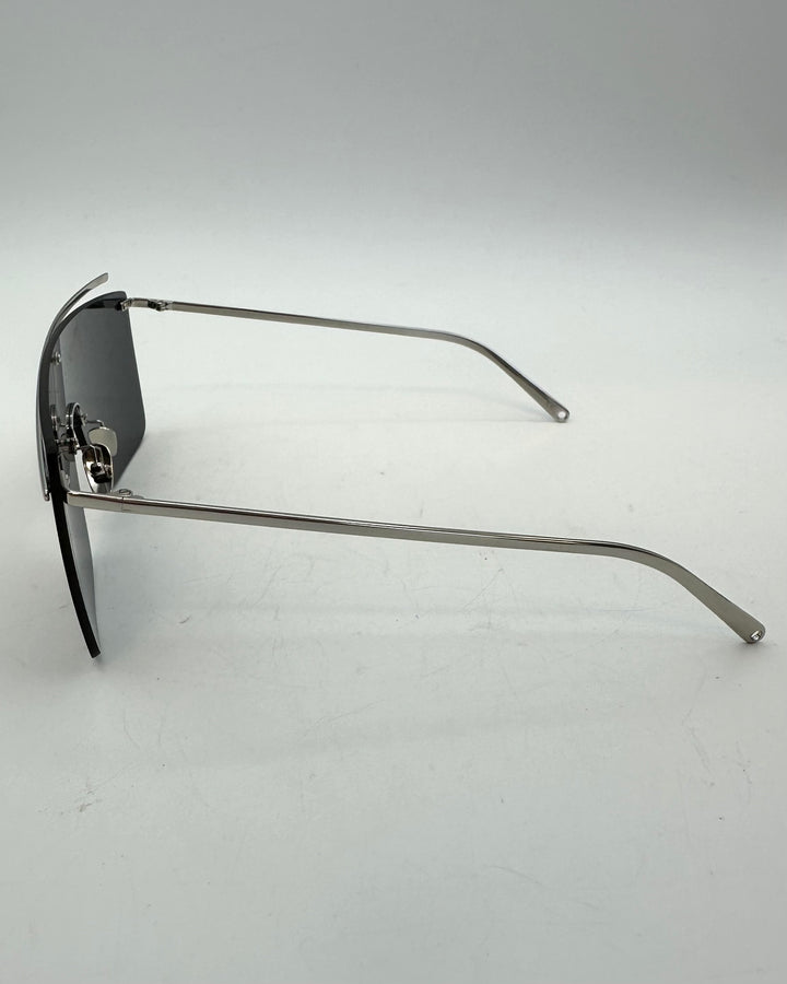 Metallic Silver Shield Sunglasses