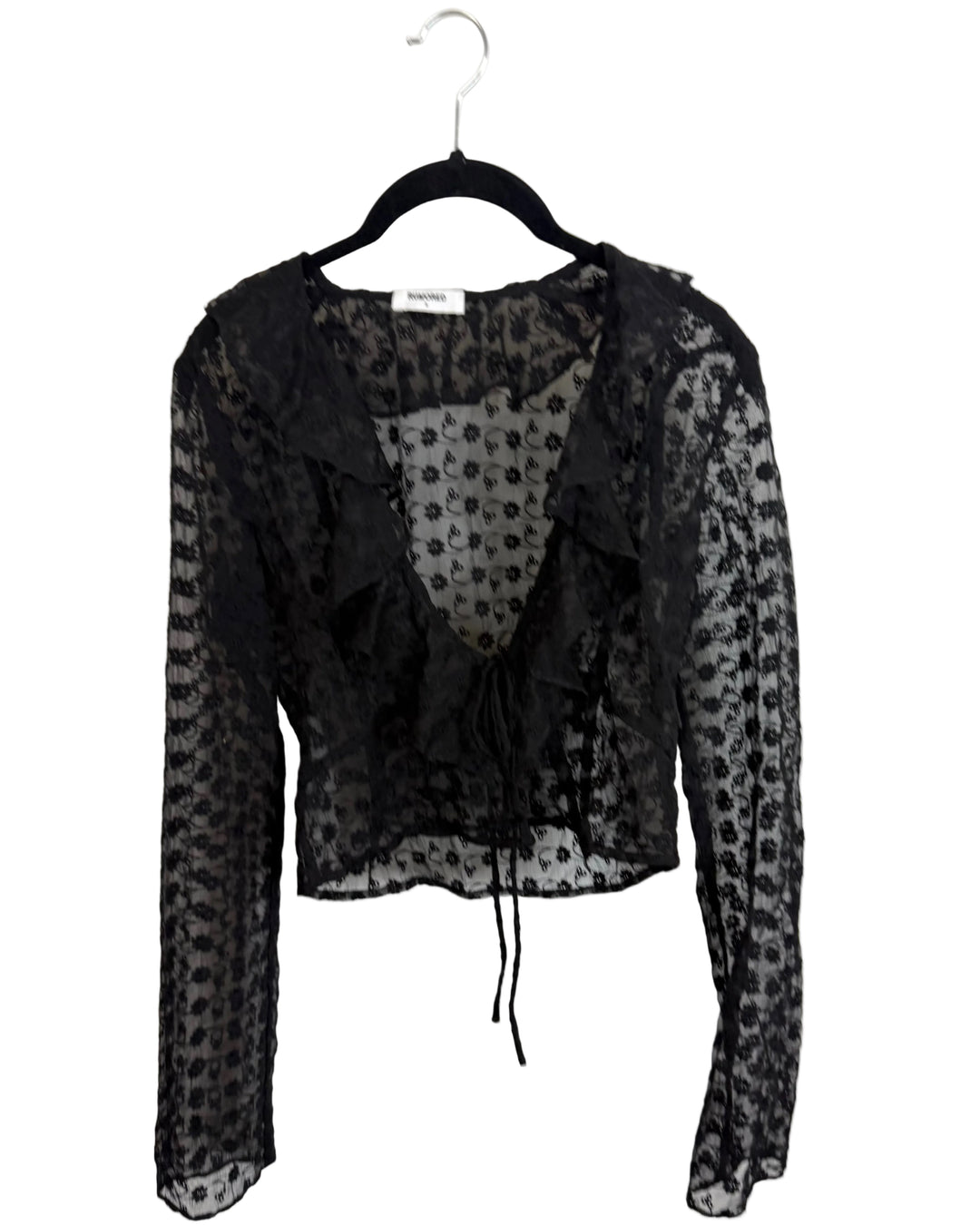 Black Sheer Tie-Front Top - Size 2/4 and 00/0