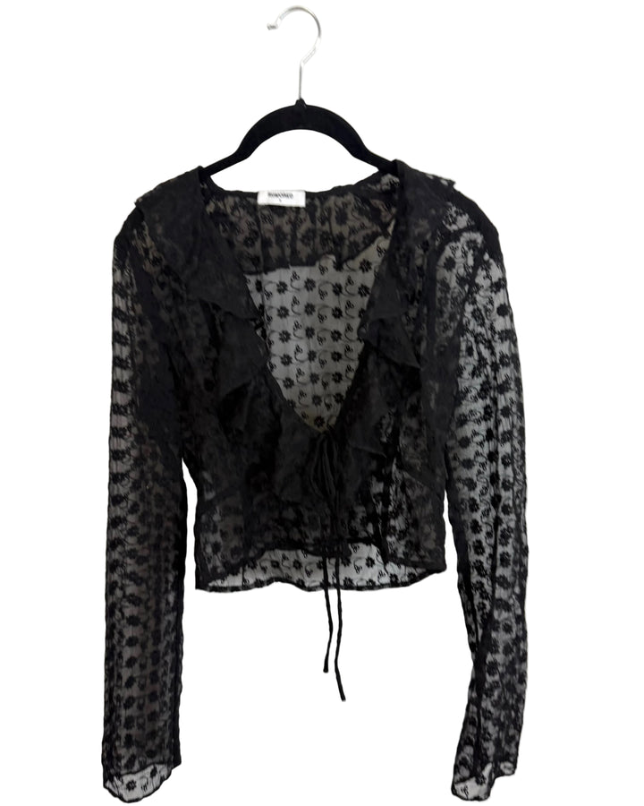 Black Sheer Tie-Front Top - Size 2/4 and 00/0
