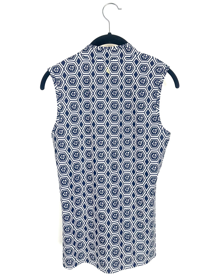 Navy Abstract Patterned Sleeveless Top - 2/4