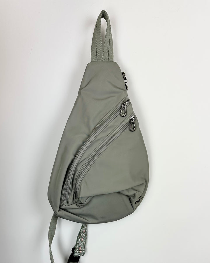Light Gray Patterned Strap Sling Bag